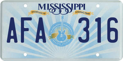 MS license plate AFA316