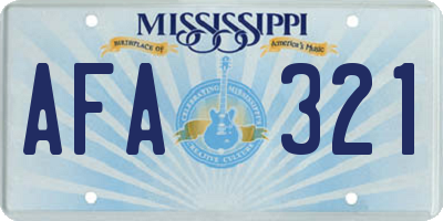 MS license plate AFA321