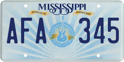 MS license plate AFA345