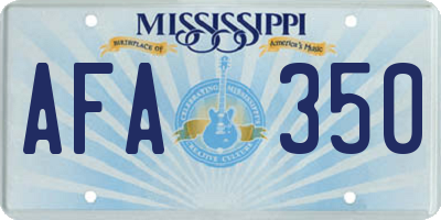 MS license plate AFA350