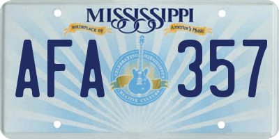MS license plate AFA357