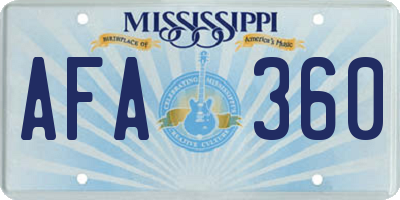 MS license plate AFA360