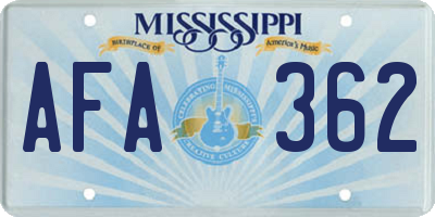 MS license plate AFA362
