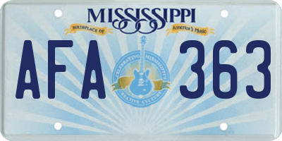 MS license plate AFA363