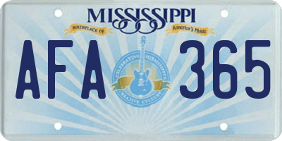 MS license plate AFA365