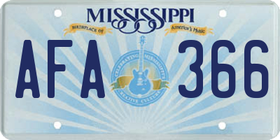 MS license plate AFA366