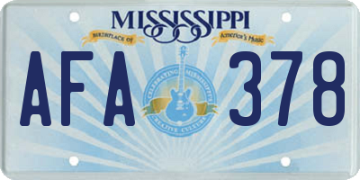 MS license plate AFA378