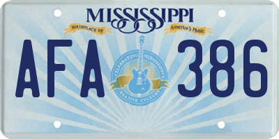 MS license plate AFA386