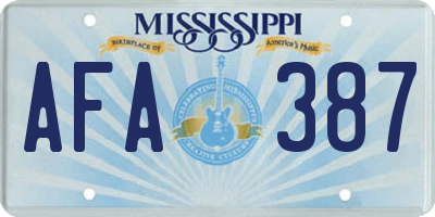MS license plate AFA387