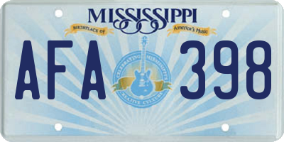 MS license plate AFA398