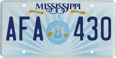 MS license plate AFA430