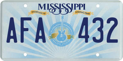 MS license plate AFA432
