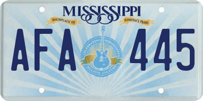 MS license plate AFA445