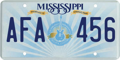 MS license plate AFA456