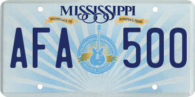 MS license plate AFA500