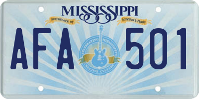 MS license plate AFA501