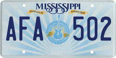 MS license plate AFA502