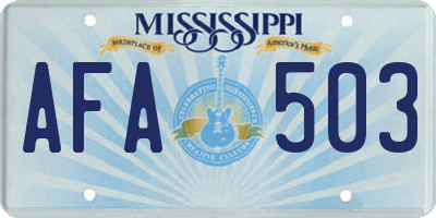 MS license plate AFA503