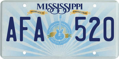 MS license plate AFA520