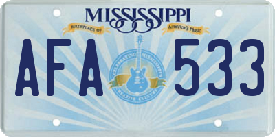 MS license plate AFA533