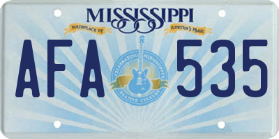 MS license plate AFA535