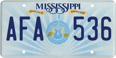 MS license plate AFA536