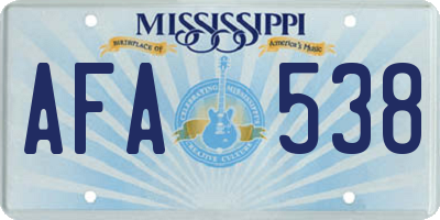 MS license plate AFA538