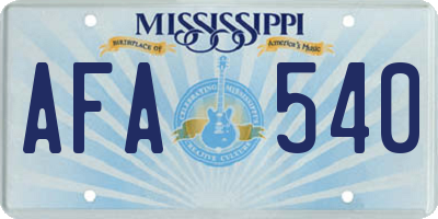 MS license plate AFA540
