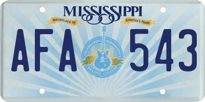 MS license plate AFA543