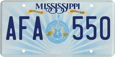 MS license plate AFA550