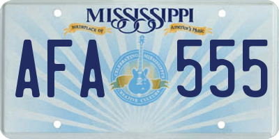 MS license plate AFA555