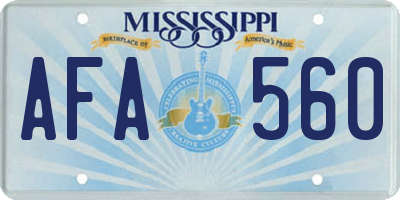 MS license plate AFA560