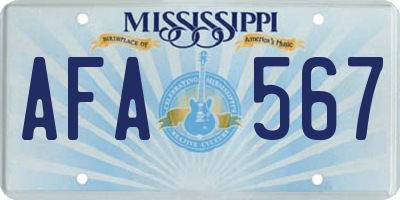 MS license plate AFA567