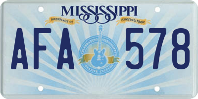 MS license plate AFA578