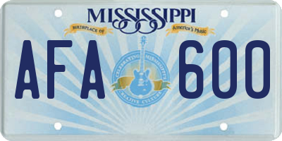 MS license plate AFA600
