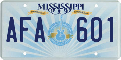 MS license plate AFA601