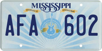 MS license plate AFA602
