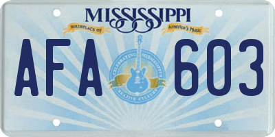 MS license plate AFA603