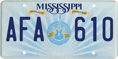 MS license plate AFA610