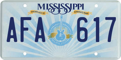 MS license plate AFA617