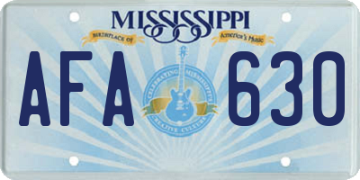MS license plate AFA630