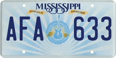 MS license plate AFA633