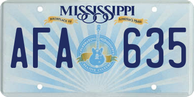 MS license plate AFA635