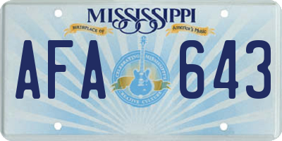 MS license plate AFA643