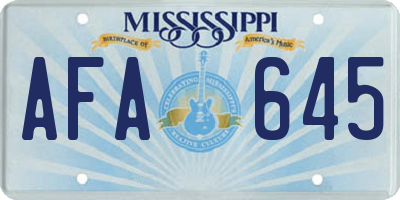 MS license plate AFA645