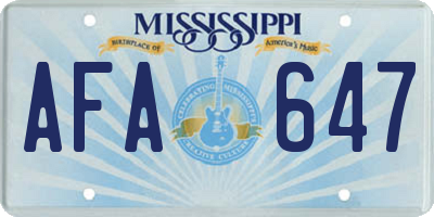 MS license plate AFA647