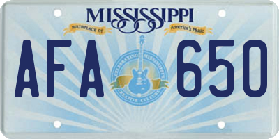 MS license plate AFA650