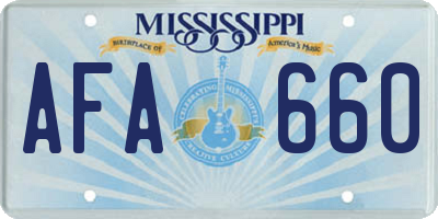 MS license plate AFA660