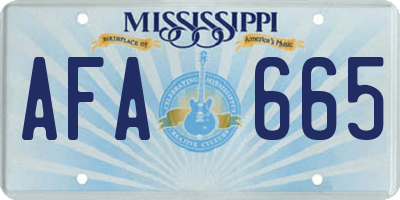 MS license plate AFA665