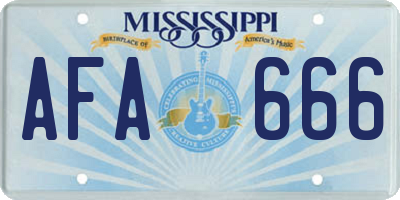 MS license plate AFA666